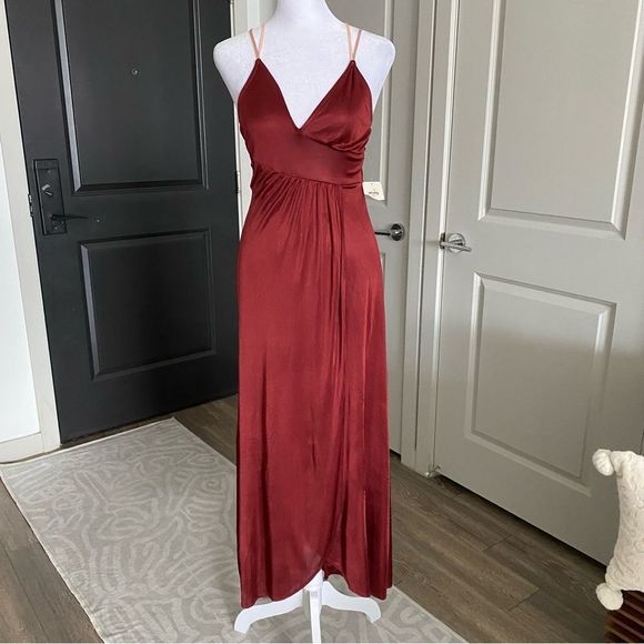 Free People Dresses & Skirts - NWT Free People Intimately Collection Bordeaux Red Slinky Slip Dress Size XS